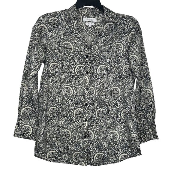 Foxcroft Appleseeds Shirt Size 8 Paisley Button Closure Wrinkle Free Cotton - Picture 2 of 8
